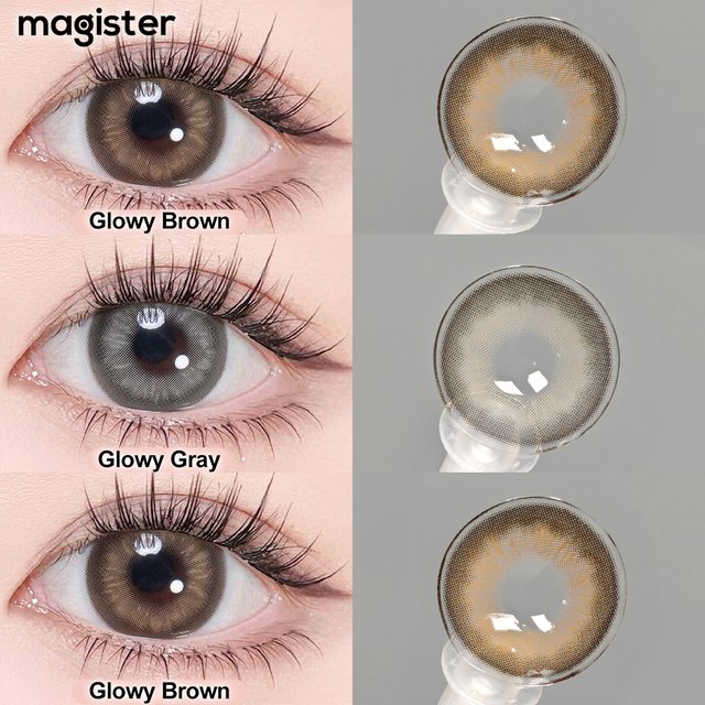 MAGISTER 14.5/14.0mm Glowy Brown/Gray Colored Contact Lenses For Eyes Doll Eye Cosmetics Beauty Color Contacts Lenses 6 Months