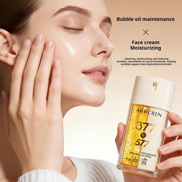 1/2PCS 377 Brighten Time Repair Bubble Oil Face Cream Moisturizing Skin Brightening Soothing Double Tube Light Oil Cream SkinCar