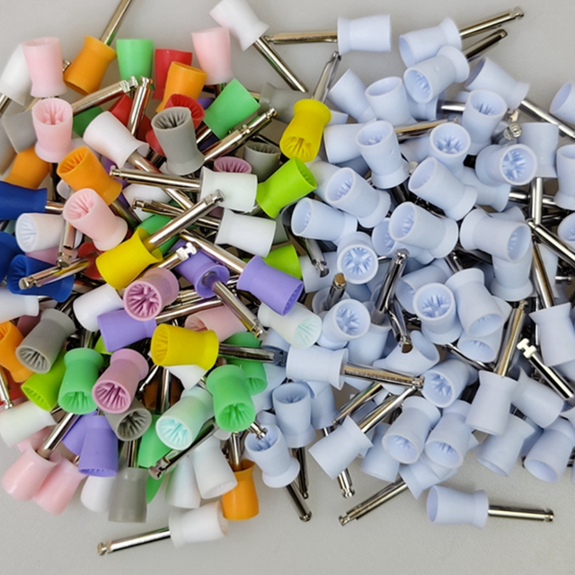 100pcs/box Dental Polishing Cup Rubber Polish Prophy Nylon Latch Mixed Color Oral Teeth Whitening Tools Dentistry Accessories