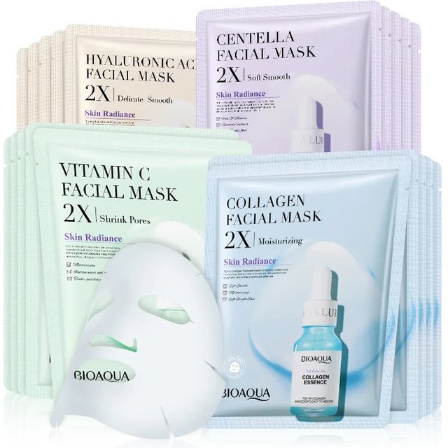 1PC/20 pièces BIOAQUA Centella collagène masque Facial hydratant rafraîchissant feuille masques