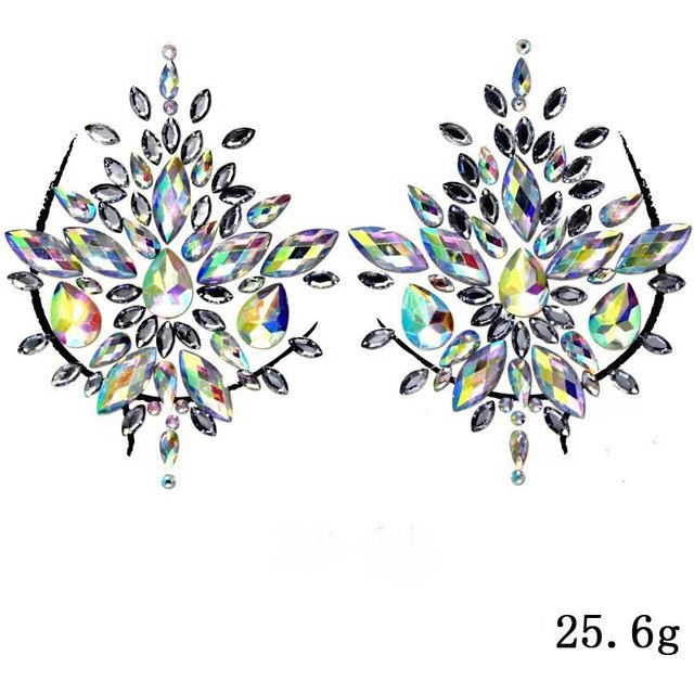 Sexy Chest Stickers Bikini Milk Carnival Party Music Festival Decorations Acrylic Diamond Stickers Stage Performance Makeup
