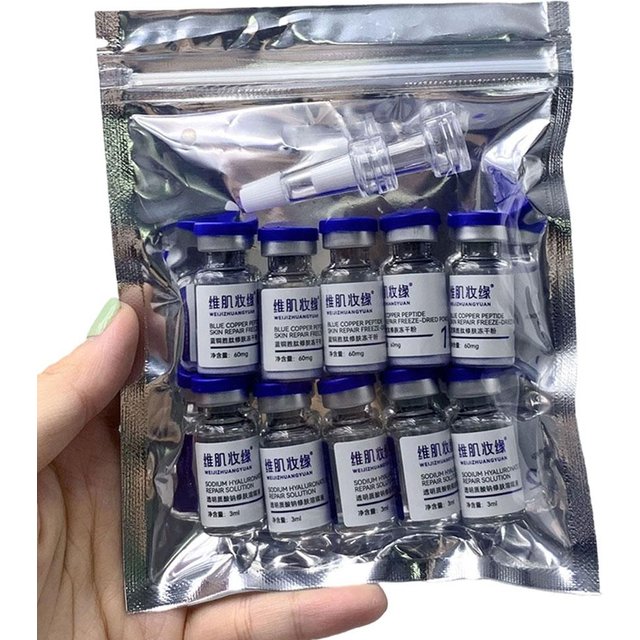 GHK-Cu Blue Copper Peptide Freeze-Dried Repair Set, Multi-Peptide Anti-Aging Firming Serum Skin Rejuvenation, Hydrating Skincare