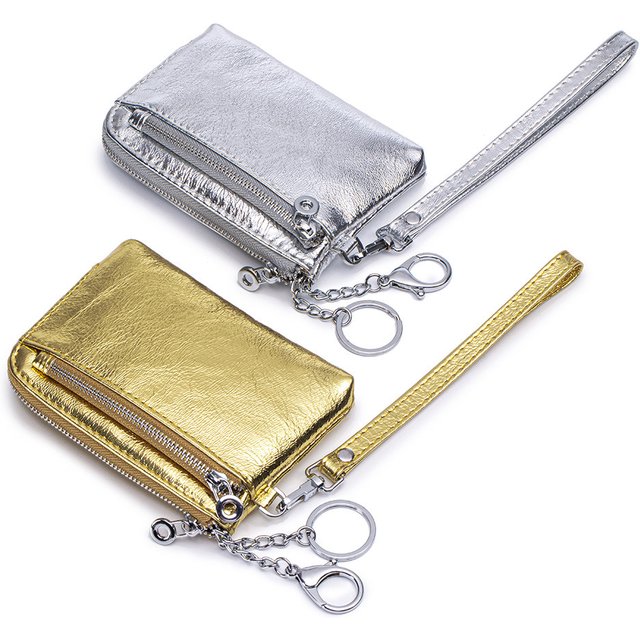 Genuine Leather Clutch Wallet Bags Cowhide Small Hand Coin Purse Card Holder Key Lipstick Earphone Storage Pouch Case for women