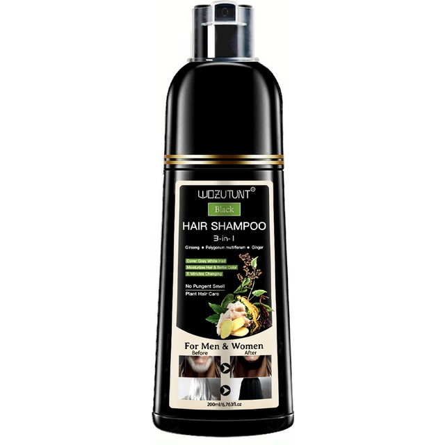 200ml 3 In 1 Natural Herbal Hair Dye Shampoo Black Dark Brown Cover Gray Deep Nourishing Fast Hair Coloring Cream for women Men