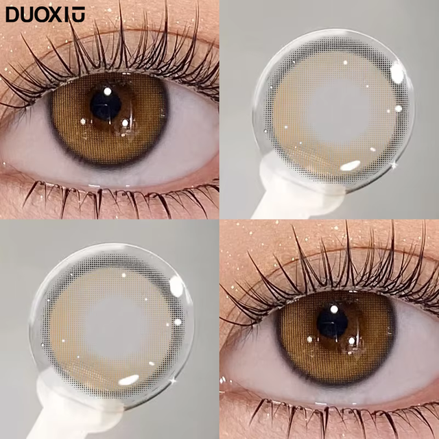 DUOXIU 2pcs Brown Colored Contact Lenses for Eyes Cosmetics Beauty Pupils Eyes Colorful Lens Fashion Korean Lenses Fast Shipping