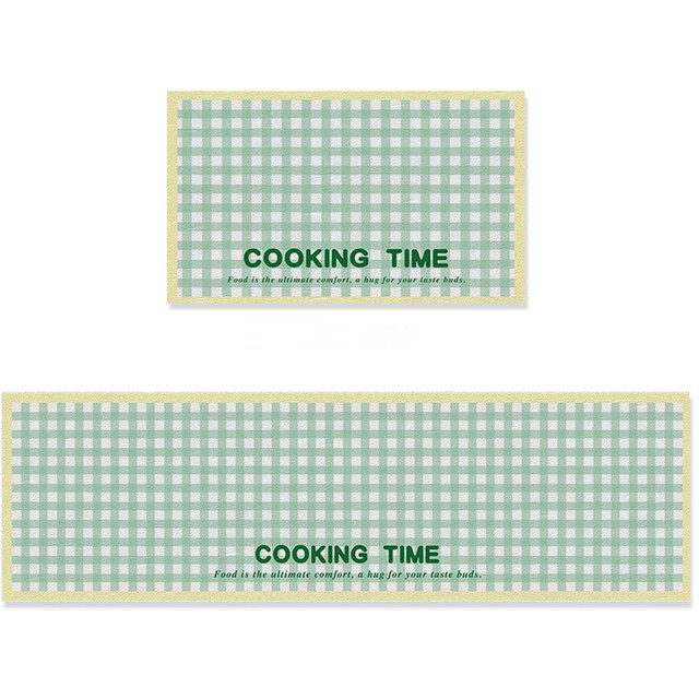 VIKAMA 1/2pcs Cute Plaid Kitchen Mat Absorbent Non-Slip Oil-Resistant Long Strip Rug Easy To Clean Bathroom Rug Home Decor