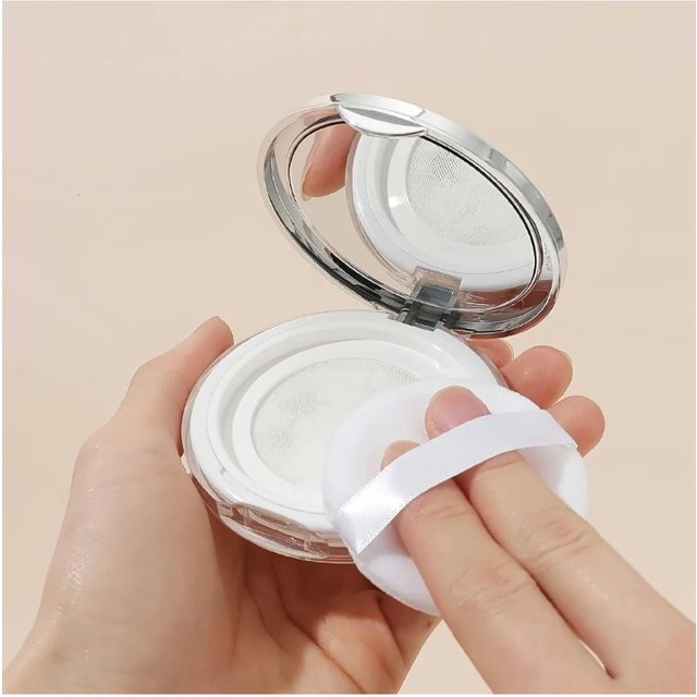 Ultra Thin Leak Proof Loose Powder Case with Elastic Net Travel Portable Makeup Container for Daily Touch Up