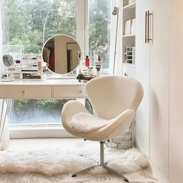 Makeup chair light luxury bedroom dresser stool home girls back chair swan chair ins book desk dressing