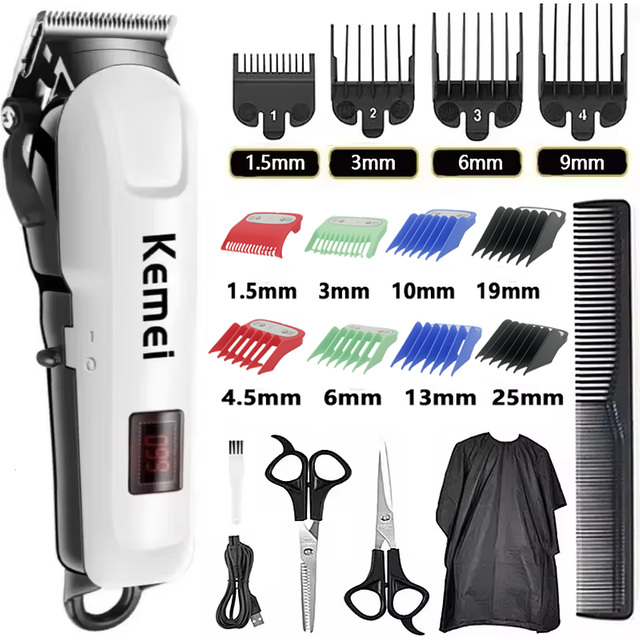 Kemei 809A Professional Hair Trimmer Adjustable Electric Cord/Cordless Hair Clipper for men Haircut Machine Led Display