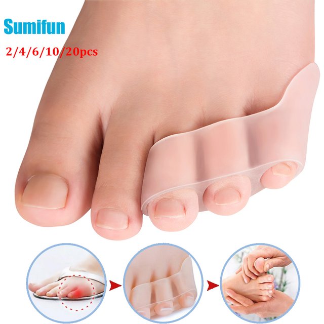 2/4/6/10/20pcs Transparent Silicone Gel Straightener Pain Relief Toe Protector Three-Hole Little Toe Bunion Foot Care Tools