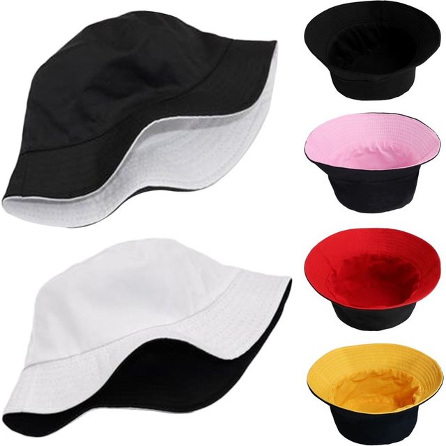 Double-sided Foldable Bucket Hat Summer Sun Hat Visor Fisherman Cap Sun Protection Big Brim Sunscreen Hats Caps for men Women