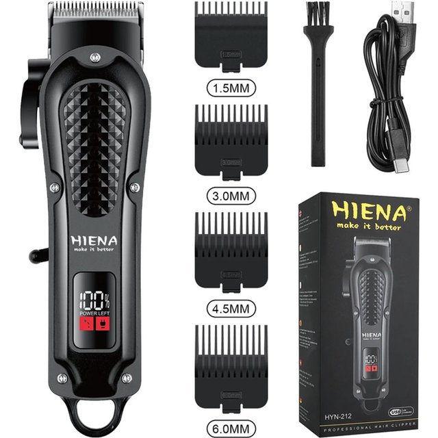 Hiena HYN-212 Electric Hair Clipper UBS Rechargeable Cordless Beard Trimmer Men Powerful Electric Hair Clipper Trimming Tool