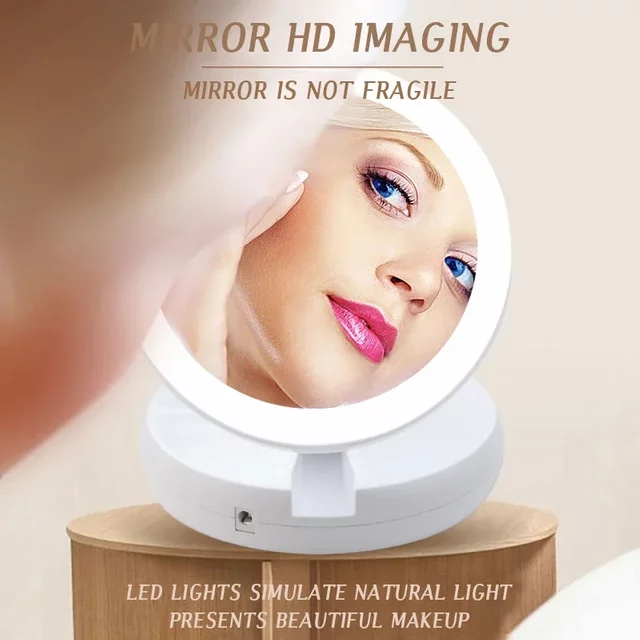 Foldable Led Magnifying Mirror Makeup White Vanity Cosmetic Mirror USB Charging or Battery with Light