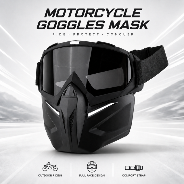 Motorcycle Face Mask Detachable Motocross Goggles Windproof Anti-UV Offroad MX ATV Ski Riding Tactical Protective Mask Glasses