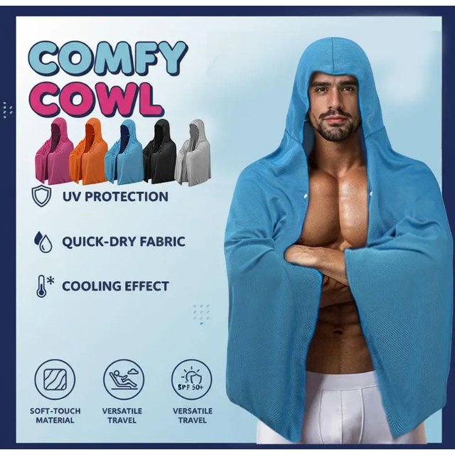 Cool Sunscreen Cloak Large Speed Drying Hooded Beach Towel Absorbent Sunshade Shawl Cool Towel