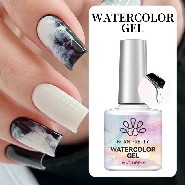 BORN PRETTY 10ml Clear Watercolor Nail Gel Polish for Spreading Effect Marble Gel Nail Polish Soak Off UV Gel Painting Nails