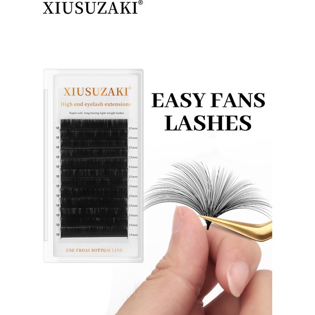 XIUSUZAKI Easy Fan Lashes Automatic Flowering Soft Premade Volume Fans Eyelash Extensions Faux Mink Fast Blooming Makeup Tools