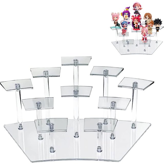 Acrylic Display Stands,10-Tier Action Figure Display Stand,Multilevel Acrylic Risers for Funko Pop Cupcake Dessert and Perfume