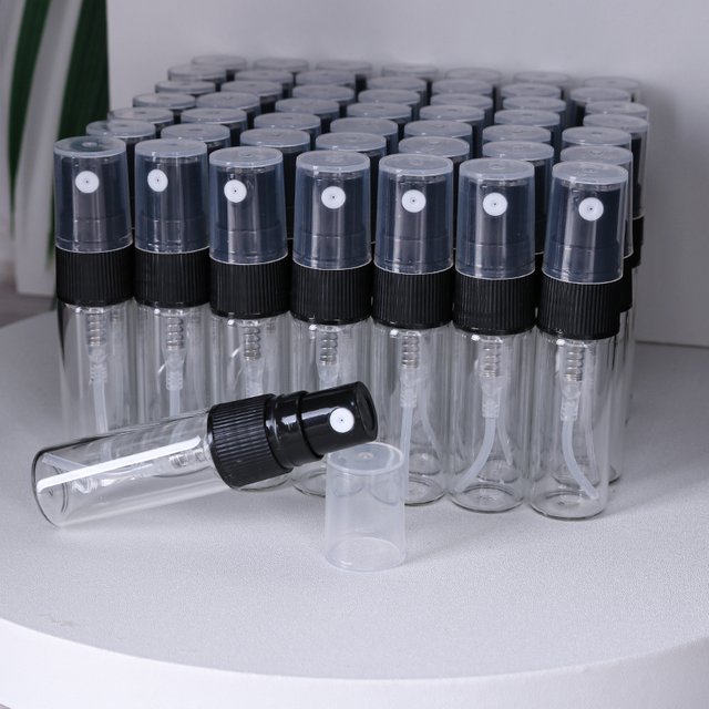 Flcopropriété de parfum en verre transparent de haute qualité, brouillard ultra fin, mini bouteille