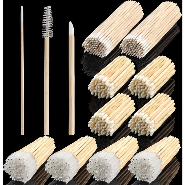 50/100pcs Bamboo Handle Eyelash Brush Lip Brush Cotton Swab Lipstick Gloss Wands Applicator Eyelashes Extension Makeup Tools