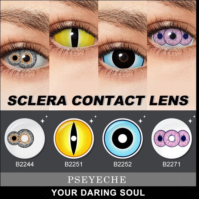PSEYECHE Colored Contact Lenses 22mm Cosplay for Halloween Double Iris Triple Iris Orochimaru Sclera Lenses Cosmetic Eye Pupils