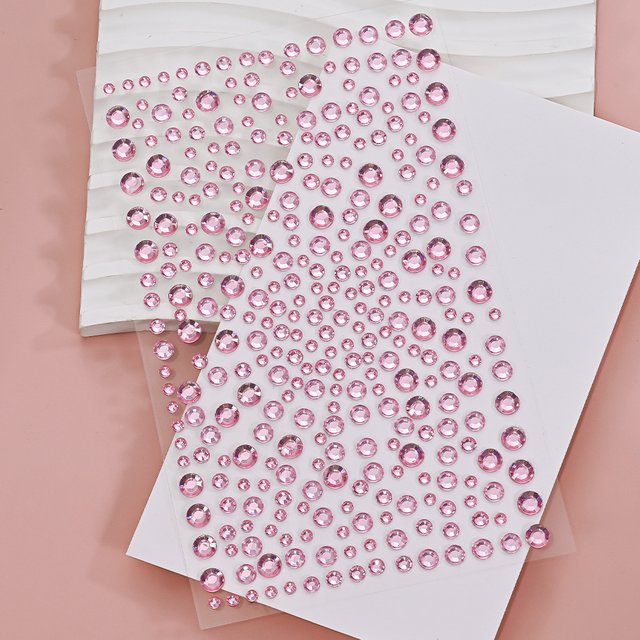 1PCS 3D Pink Face Glitter Diamond Gem Sticker Mix-size Round Rhinestone Makeup Jewels Tattoo Eyeshadow Sticker for Body Nail Dec