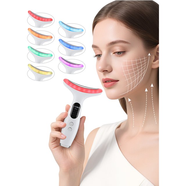 Microcurrent Face Neck Beauty Device LED Photon Firming Rejuvenating Anti Wrinkle Thin Double Chin Skin Care Facial Massager