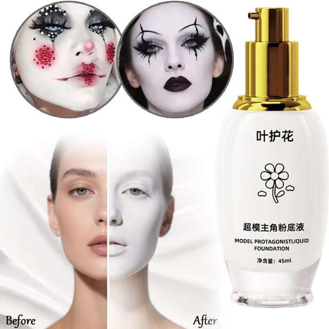 White liquid foundation Long-Lasting Waterproof Pure White Brighten BB Cream For Halloween Cosplay makeup party