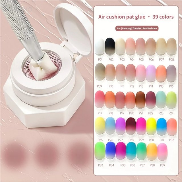Air Cushion Patting Gel, Hochpigmentiertes Blush Gradient Ombre Nagelkunst-Gel, Kein Abwischen Nötig, UV-LED Transfer-Lack zum Einweichen