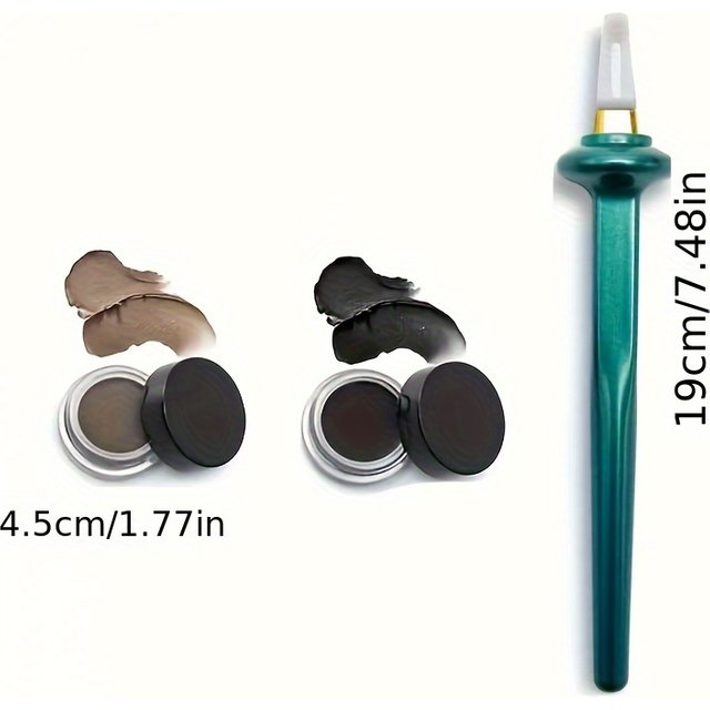 Silicone Eyeliner Brush with Black and Brown Eyeliner Paste 3pcs Set for Beginners, Portable Makeup Kit