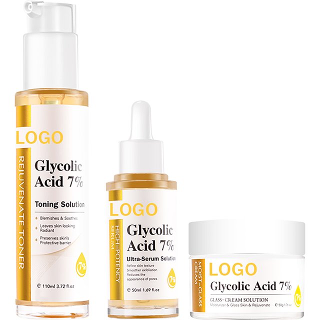 LKIAE Glycolic Acid Brightening Skin Care Set, Reduce Dark Spots, Unclog Pores, Clean Skin, Whitening Kit For All Skin Types