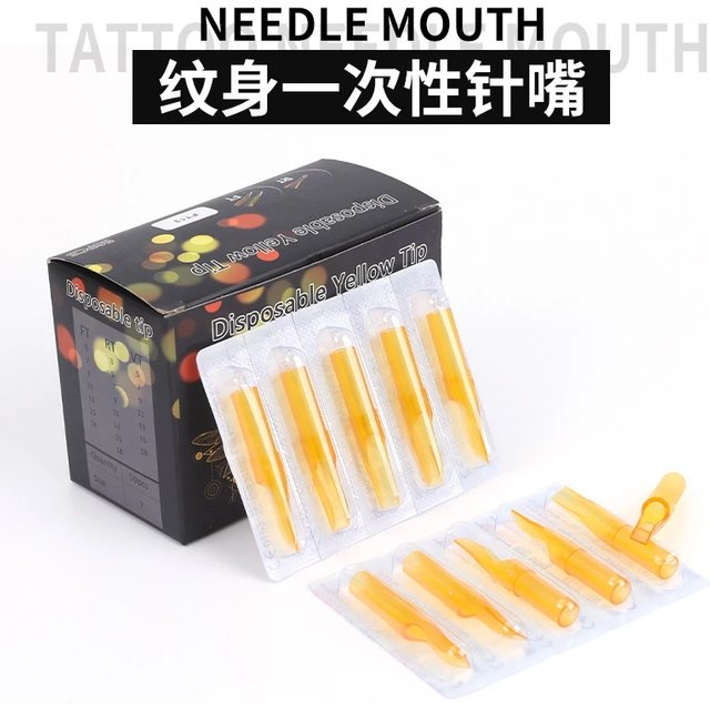50Pcs Disposable Tattoo Machine Gun Nozzle Tips Yellow Plastic Steriled Assorted Permanent Makeup Needle Tubes Mouth Supplies