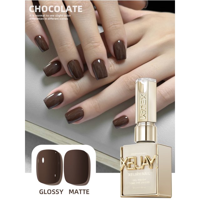 1pc 15ml Chocolate Brown Gel Nail Polish Starter Pure Soak Off No Wipe Nail Gel Polish Suitable For All Seasons