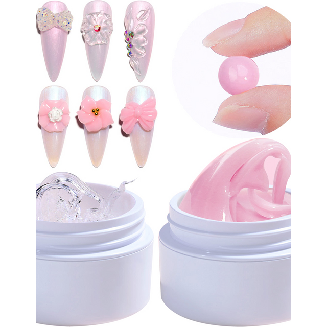 1 Jar White 3D Shaping Carving Non Stick Hand Extension Gel Nail Polish For Flower DIY Nail Art Extension Acrylic Nails Tools