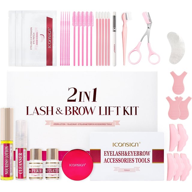 ICONSIGN 2IN1 Professional Fast Perming Lash Liftng Kit Lasting 6-8 Weeks Mascara Eyelash Enhancer Brow Lamination Makeup Tool