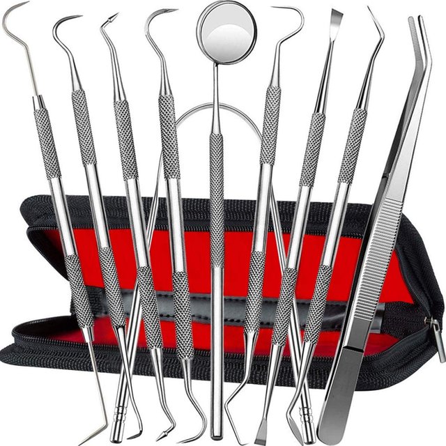 Tartar Scraper Oral Care Kit Plaque Remover Teeth Cleaning Tool Dental Mirror Probe Hygiene Stainless Dental Calculus Remover