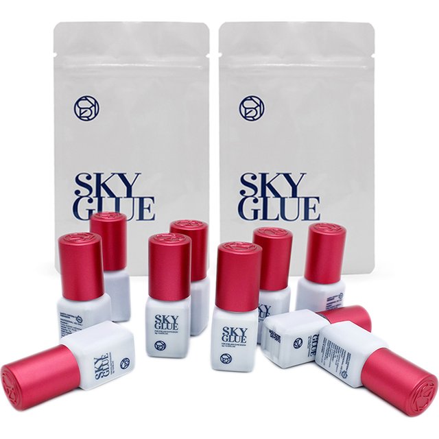 10 Bottles SKY Glue Strands False Eyelashes Extension Supplies Korea 5ml Black Red Blue Cap Beauty Health Makeup Tools Adhesive