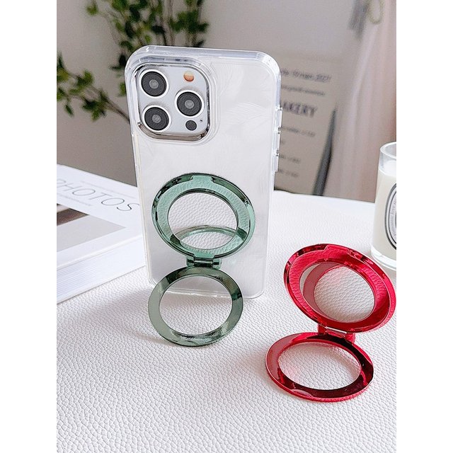 Magnetic Makeup Mirror Phone Kickstand Foldable Finger Ring Holder Detachable Phone Stand 2-in-1 Finger Grip & Desktop Kickstand