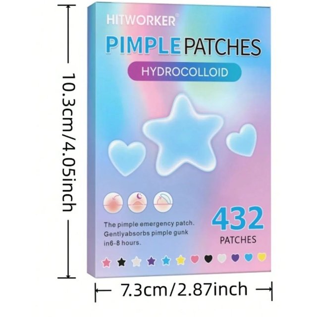432pcs Cute Colorful Star Pimple Stickers – Fun Hydrocolloid Acne Covers, Invisible Face Patches for Daily Skincare
