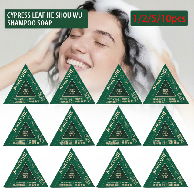 Savon Shampooing Artisanal 120g aux Herbes Vertes de Platycladus Usman, Rafraîchissant et Purifiant, Sain, Anti-Chute, Nourrissant et Nettoyant en Profondeur