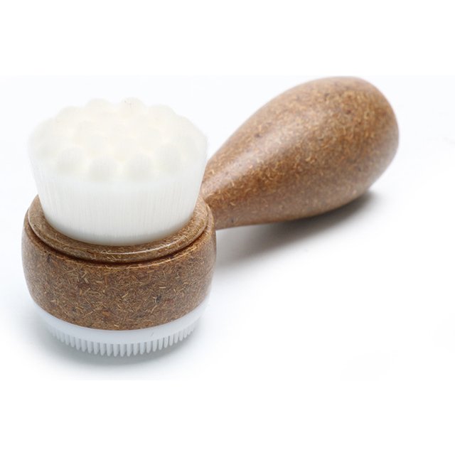 Coconut Shred Handle Double-Sided Facial Cleanser Brush Blackhead Pore Cleaner Exfoliating Beauty Tool