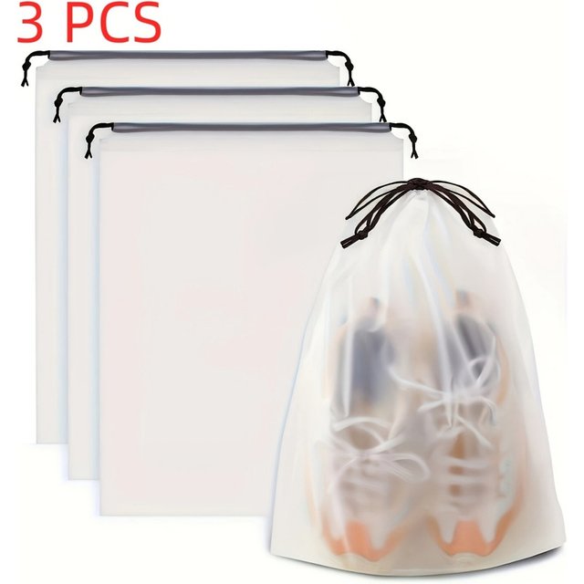3/10PCS Portable Shoe Storage Drawstring Eco Storage Bag for Travel Makeup Bag Waterproof Transparent Plastic Storage Bag