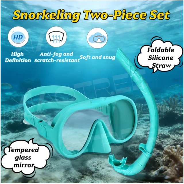 Diving facial mirror, anti -fog 180 ° snorkeling facial mirror, deep water diving mask diving goggles with respiratory tube