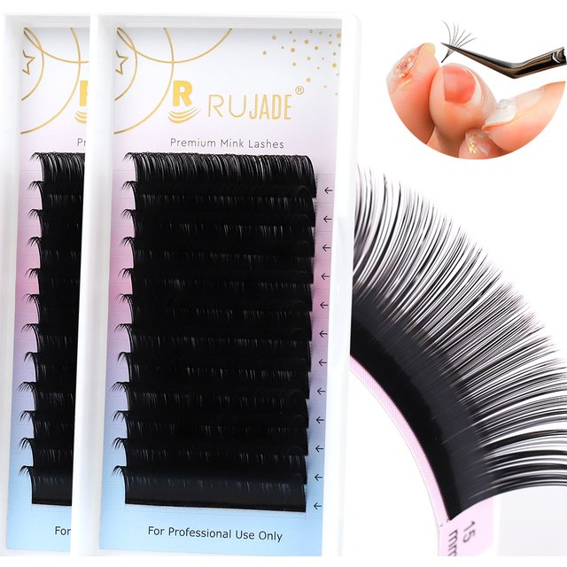 Rujade Matte Black Soft Mink Lashes Individual Natural False Eyelashes C CC D DD Curl Eyelash Extension Supplies for Makeup