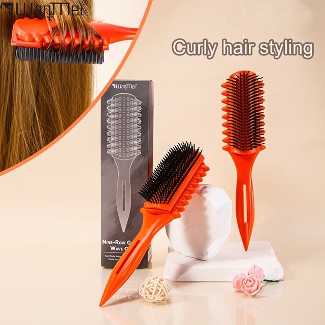 Professional 9-Rows Scalp Massager Hairbrush Detangling Styling Comb Wet Dry Hair Straight Curly Hair Salon Hairdressing Tool