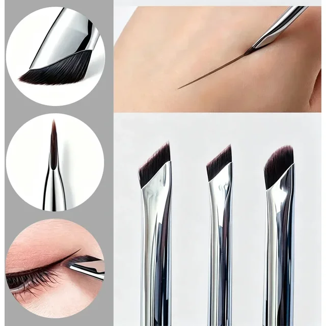 3Pcs Set Eyeliner Brush, Thin Fine Angle Flat Eyebrow Brush, Multi-functional Eye Soft Precise Detail Eye Makeup Brush