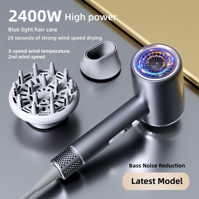 New Hair Salon Hair Dryer EU/UK Plug High-Power Quick Drying Net Red Blue Light Hair Salon Home Silent Hammer Hair Dryer