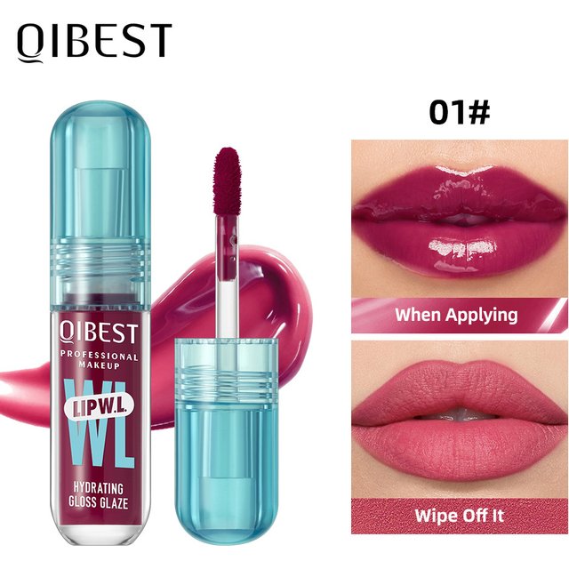 QIBEST Crystal Lip Gloss Mirror Watery Lip Glaze Long Lasting Moisturizing Lip Balm Plumping Gloss Oil Hydrating Makeup Lip Tint