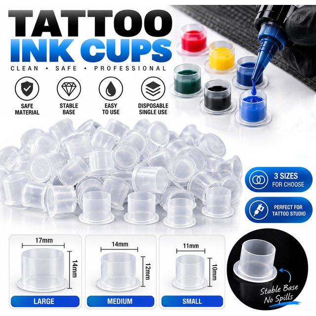 1000-100pcs Disposable Tattoo Ink Cups with Base Caps Microblading Permanent Makeup Pigment Holder Container Tattoo Accessories