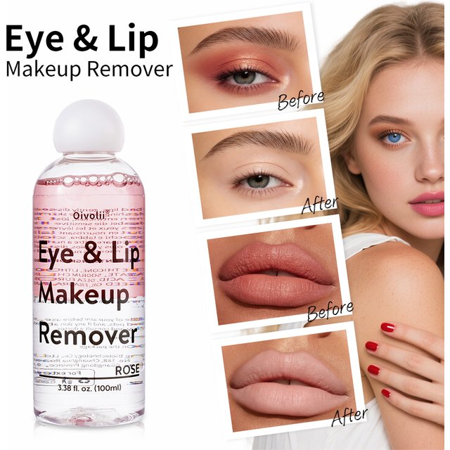 Eye and Lip Makeup Remover Biphasic Oil Water Deep Cleansing Quickly Dissolve Waterproof Mascara Lipstick Gentle Cleanser